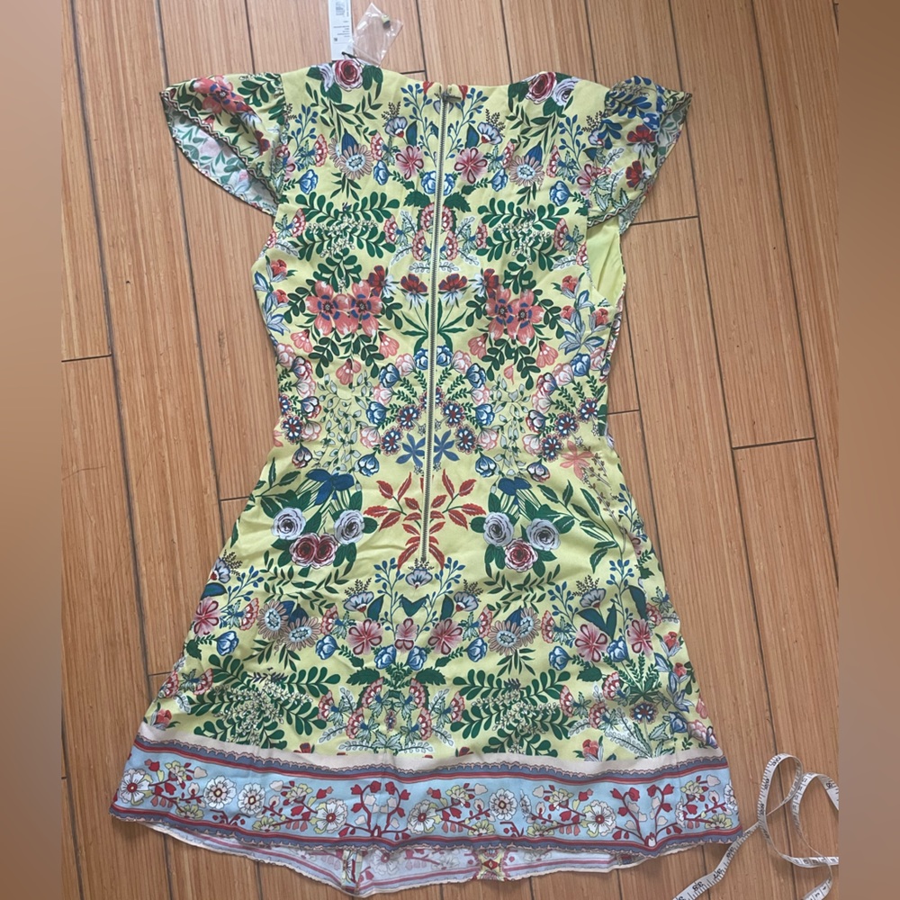 NWT Alice + Olivia Yellow Floral Mini Dress - Picture 6 of 7